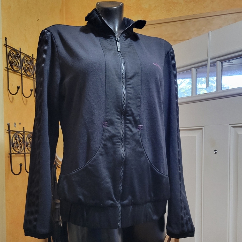 Adidas Performance Jacket Women's L Black Cotton Poly  Blend